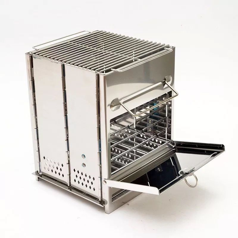 Wood and Coal Camp Stove Folding Stainless Steel Grill